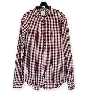 Billy Reid Red/Black Gingham Button Down Shirt Size Large